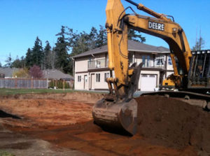 site preparation of building construction project